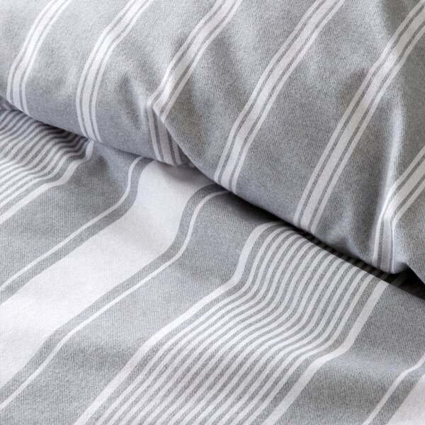 Siva enojna flanelna posteljnina 135x200 cm Ticking Stripe – Bianca