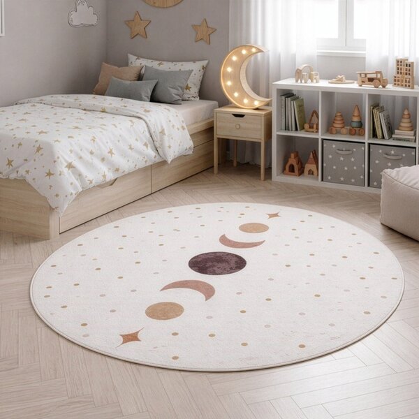 Kremno bela pralna otroška preproga ø120 cm Coco 1136 – Ayyildiz Carpets
