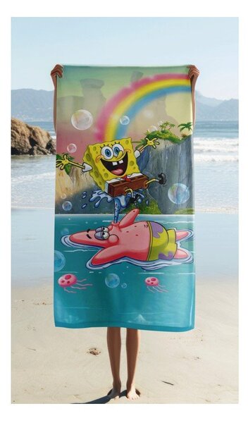 Bombažna otroška brisača 70x140 cm Sponge Bob "Tropical Duo" – Jerry Fabrics