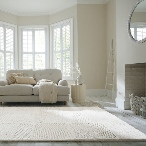 Bela ročno tkana preproga iz mešanice volne 140x200 cm Sculptured Blocks – Flair Rugs