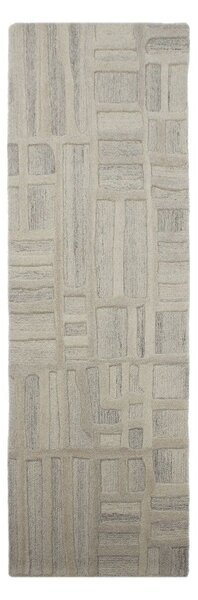 Sivo-bež ročno tkan volnen tekač 80x300 cm Elva – Flair Rugs