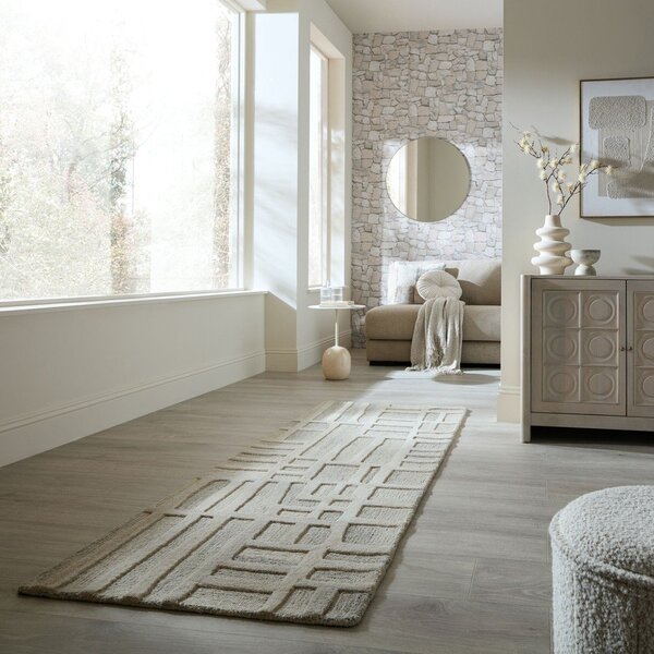 Sivo-bež ročno tkan volnen tekač 80x300 cm Elva – Flair Rugs