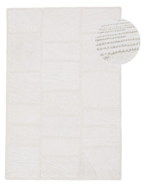 Bela ročno tkana preproga iz mešanice volne 140x200 cm Sculptured Blocks – Flair Rugs