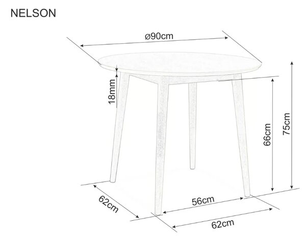 Jedilna miza NELSON z ploščo v dekorju medenega hrasta 90X90