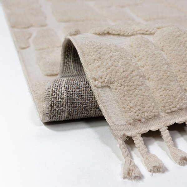 Kremno bela preproga 133x190 cm Esra Cobbled – Flair Rugs
