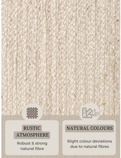 Obojestranska ročno tkana preproga iz jute v svetli naravni barvi 160x230 cm Braided – Hanse Home