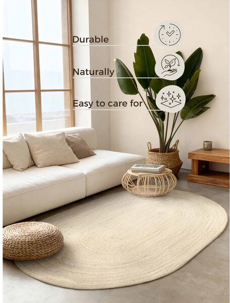 Obojestranska ročno tkana preproga iz jute v svetli naravni barvi 160x230 cm Braided – Hanse Home