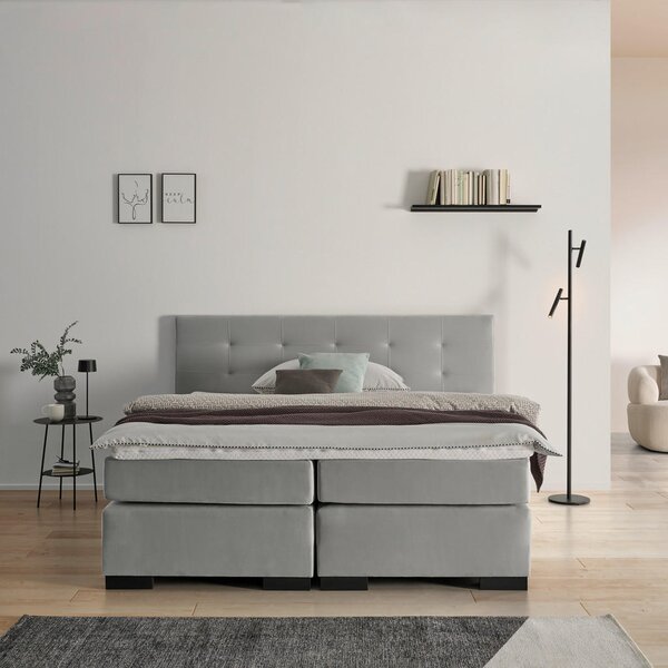 POSTELJA BOXSPRING x , leseni material siva