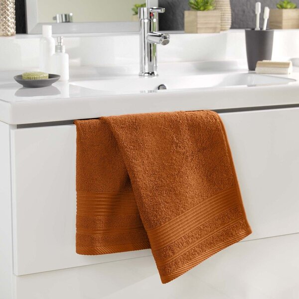 Frotirna bombažna brisača v barvi terakote 50x90 cm Tendresse – douceur d'intérieur