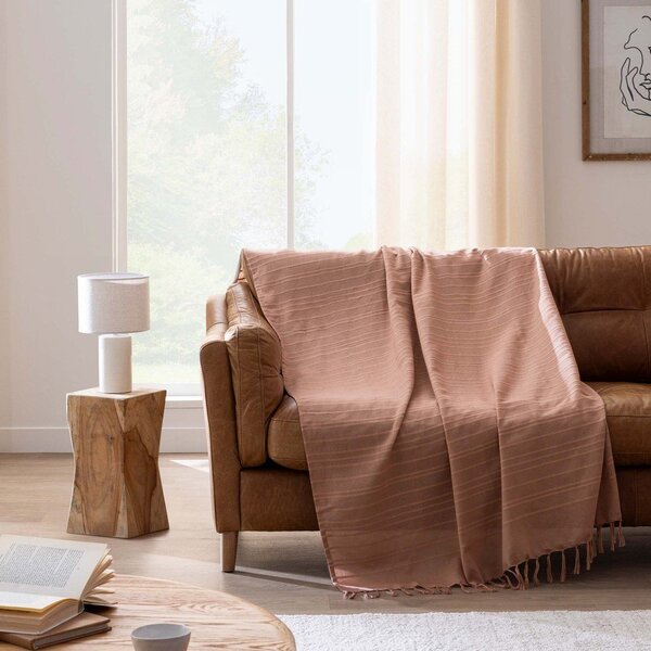 Bombažno pregrinjalo v barvi terakote 180x220 cm Lilia – douceur d'intérieur
