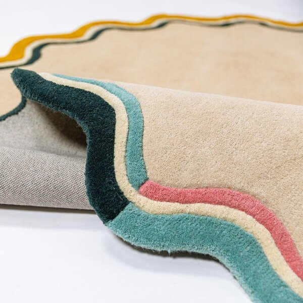 Ročno tkana volnena okrogla preproga v naravni barvi ø 180 cm Leo Scallop – Flair Rugs
