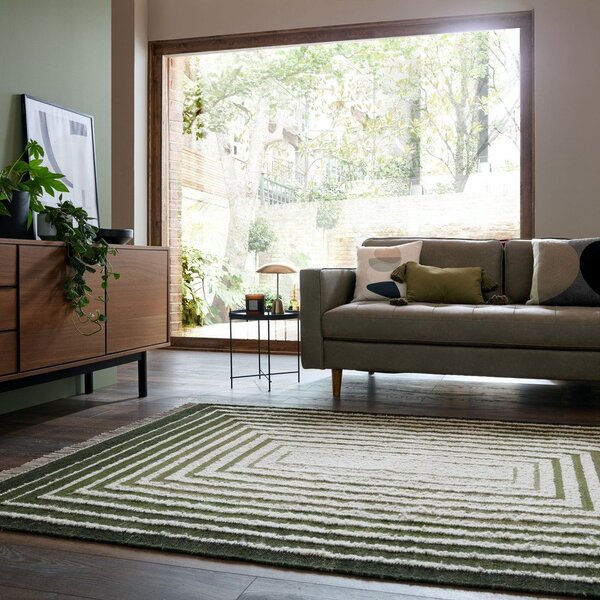 Zelena ročno tkana preproga iz mešanice volne 140x200 cm Boucle Frame – Flair Rugs