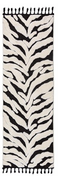 Črno-bel tekač 80x300 cm Esra Zebra – Flair Rugs