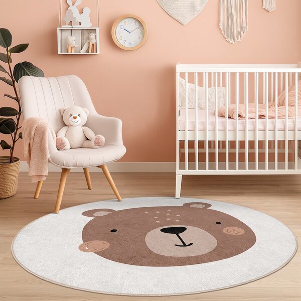 Rjava/kremno bela pralna otroška preproga ø120 cm Teddy Bear – Mila Home