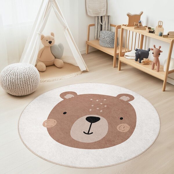 Rjava/kremno bela pralna otroška preproga ø120 cm Teddy Bear – Mila Home
