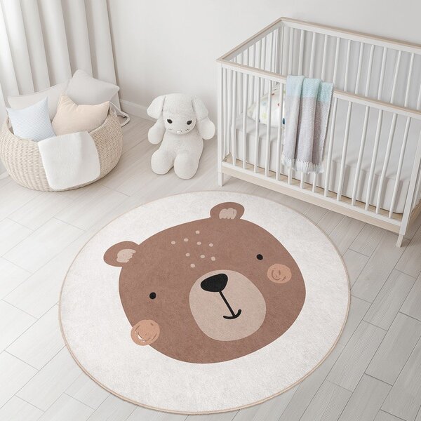 Rjava/kremno bela pralna otroška preproga ø120 cm Teddy Bear – Mila Home