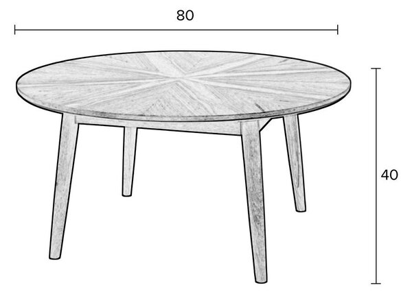Črna okrogla klubska mizica v hrastovem dekorju ø 80 cm Fabio – White Label