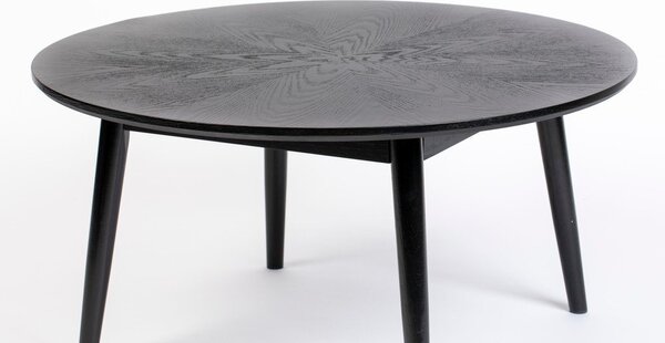 Črna okrogla klubska mizica v hrastovem dekorju ø 80 cm Fabio – White Label