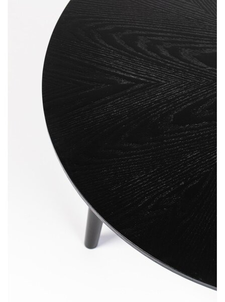 Črna okrogla klubska mizica v hrastovem dekorju ø 80 cm Fabio – White Label