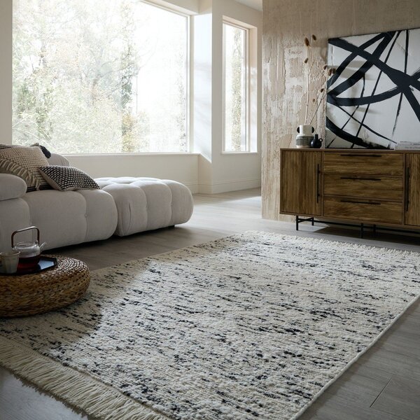 Siva/slonokoščena ročno tkana volnena preproga 140x200 cm Ellsa – Flair Rugs