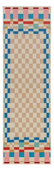 Tekač iz mešanice volne 80x300 cm Checkered Border – Flair Rugs