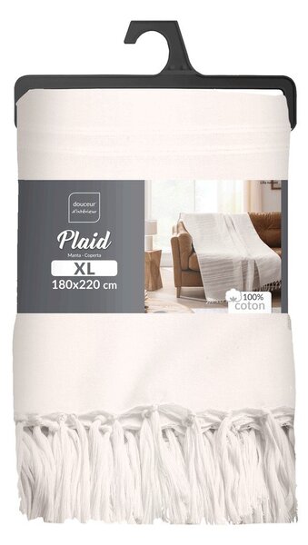 Kremno belo bombažno pregrinjalo 180x220 cm Lilia – douceur d'intérieur