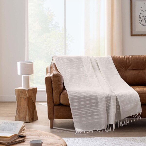 Kremno belo bombažno pregrinjalo 180x220 cm Lilia – douceur d'intérieur