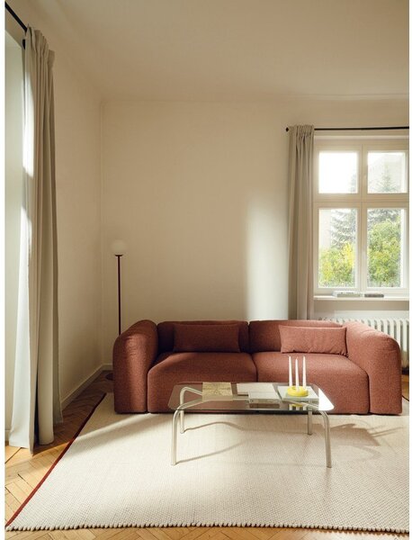Rdeč/bež ročno tkan volnen tekač 80x170 cm Lenu – noo.ma