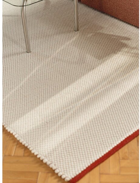 Rdeč/bež ročno tkan volnen tekač 80x170 cm Lenu – noo.ma