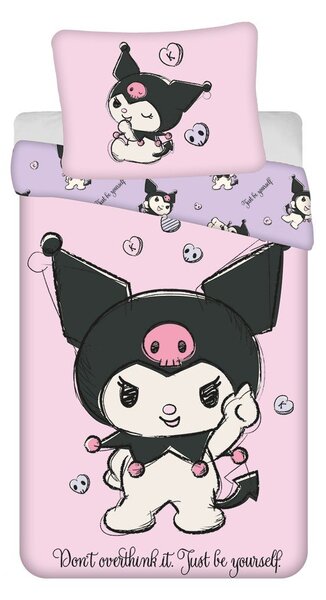 Rožnata enojna bombažna otroška posteljnina 140x200 cm Hello Kitty "Kuromi" – Jerry Fabrics
