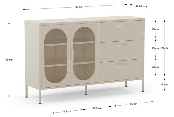Kremno bela komoda 140x90 cm Diora – Marckeric