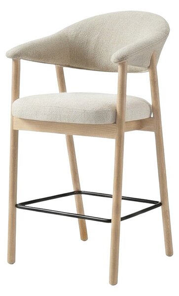 Oblazinjen barski stol z nasloni za roke v kremno beli in naravni barvi (višina sedeža 67 cm) Elk – Unique Furniture