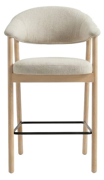 Oblazinjen barski stol z nasloni za roke v kremno beli in naravni barvi (višina sedeža 67 cm) Elk – Unique Furniture