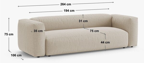 Kremno bela raztegljiva sedežna garnitura 264 cm Martina – Micadoni