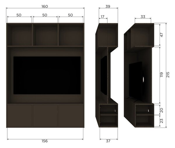 Temno rjav TV komplet iz masivnega bora 160x215x40 cm Meggy – WOOOD