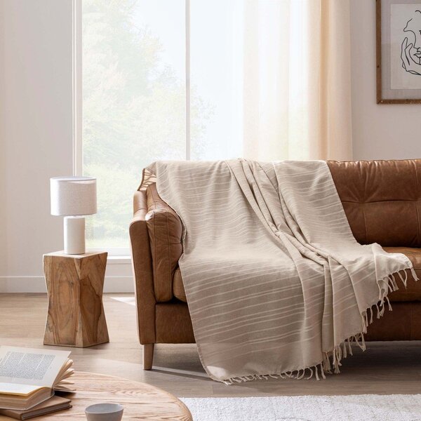 Bež bombažno pregrinjalo 180x220 cm Lilia – douceur d'intérieur