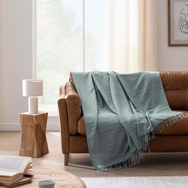 Zeleno bombažno pregrinjalo 180x220 cm Lilia – douceur d'intérieur