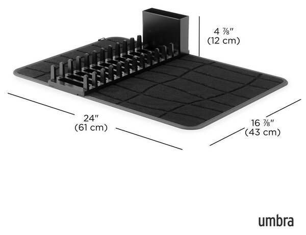 Mat črna plastična odcejalna podloga 61x43 cm Udry – Umbra