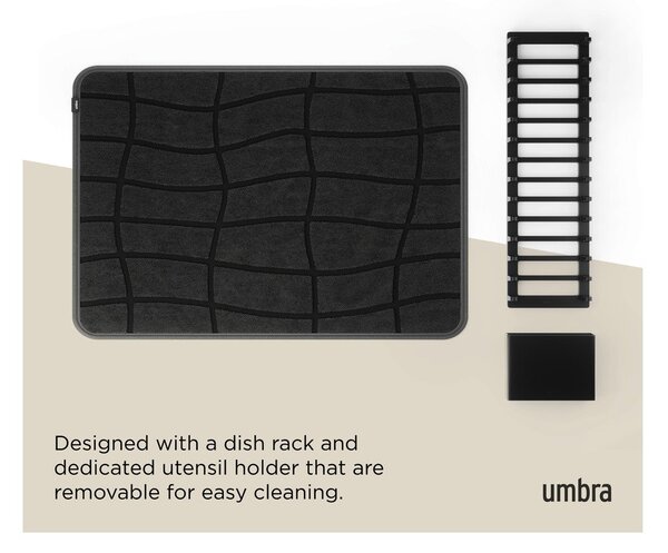 Mat črna plastična odcejalna podloga 61x43 cm Udry – Umbra