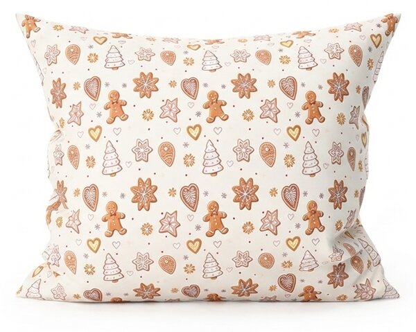 Bombažna prevleka za vzglavnik GINGERBREAD JOY 45x45 cm, bež