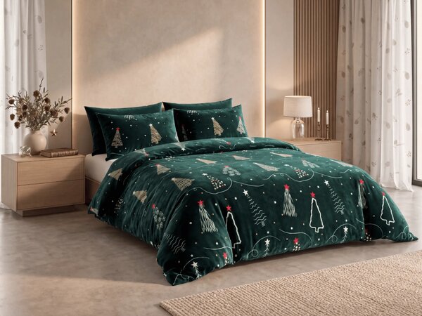 Posteljnina mikropliš CHRISTMAS DRIFT zelena Dimenzije posteljnine: 2 kom 70 x 90 cm | 200 x 220 cm