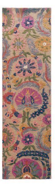 Ročno tkan volnen tekač 80x300 cm Amira Floral – Flair Rugs