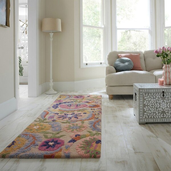 Ročno tkan volnen tekač 80x300 cm Amira Floral – Flair Rugs