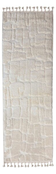 Kremno bel tekač 80x300 cm Esra Cobbled – Flair Rugs