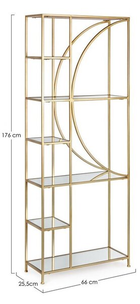 Jeklen regal v zlati barvi 66x176x25,5 cm Elenor – Bizzotto