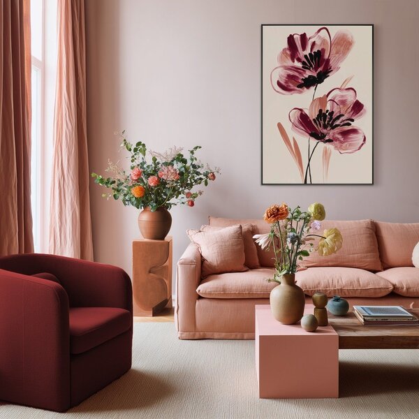 Tiskana slika z okvirjem/na platnu 70x100 cm Burgundy Blooms – Styler