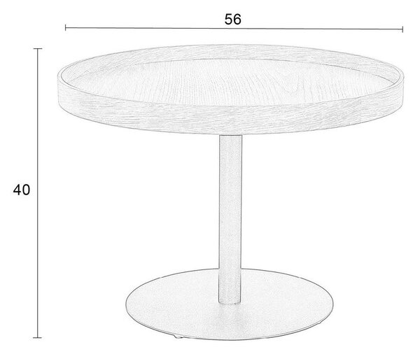 Črna okrogla klubska mizica z mizno ploščo v hrastovem dekorju ø 56 cm Yuri M – White Label