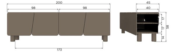 Rjava TV omarica iz masivnega bora 200x58x45 cm Root – WOOOD