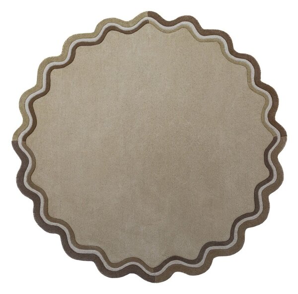 Ročno tkana volnena okrogla preproga v naravni barvi ø 180 cm Leo Scallop – Flair Rugs