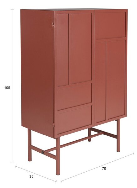 Rdeča kovinska omarica 70x105x35 cm Davis – White Label